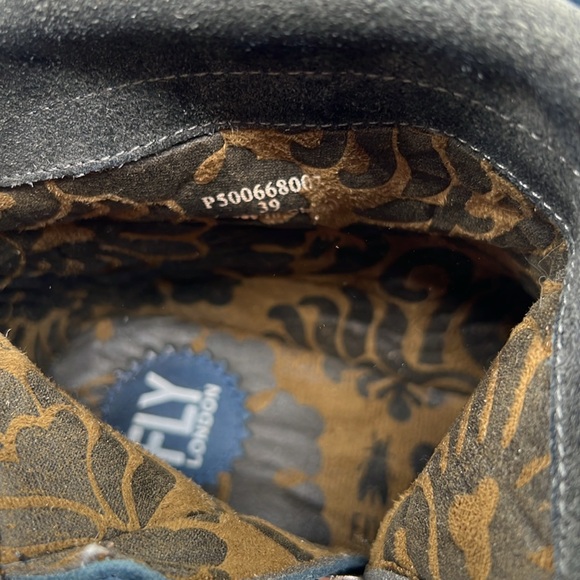 Fly London Yex Blue Suede Fold over Wedge Ankle Boots Eur 39 US 8.5 Comfort - Picture 11 of 12